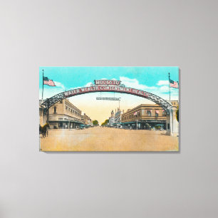 Ansicht des Modesto begrüßend ArchModesto, CA Leinwanddruck