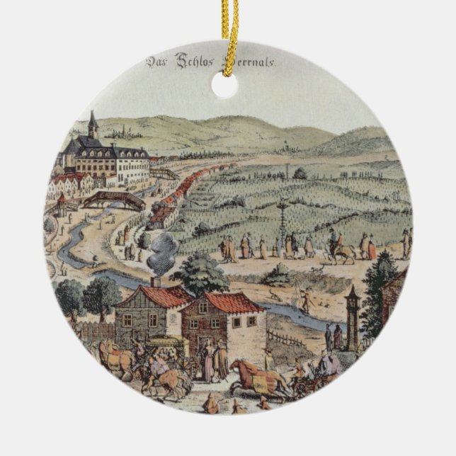 Ansicht des Nordens von Wien mit dem Schlos Hernal Keramikornament (Vorne)