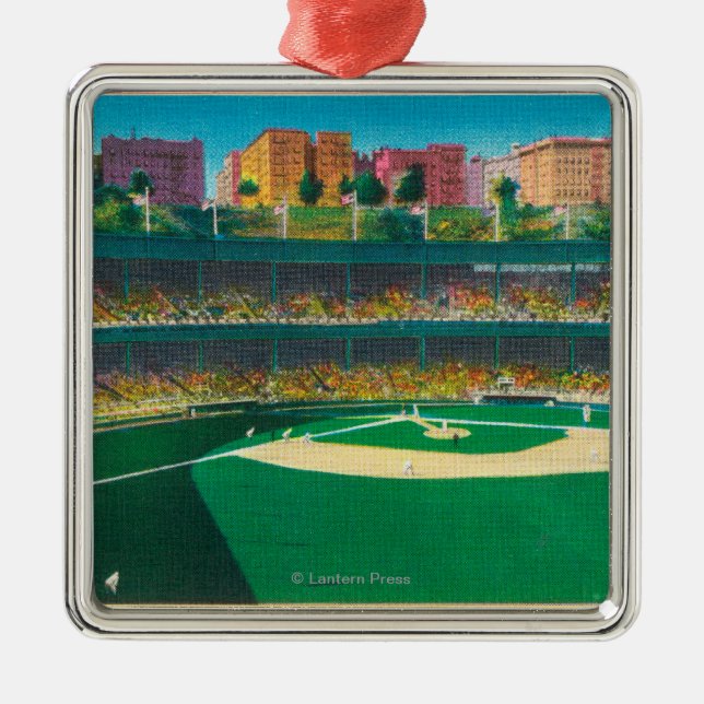 Ansicht des Polo GroundsNew York, NY Silbernes Ornament (Vorne)