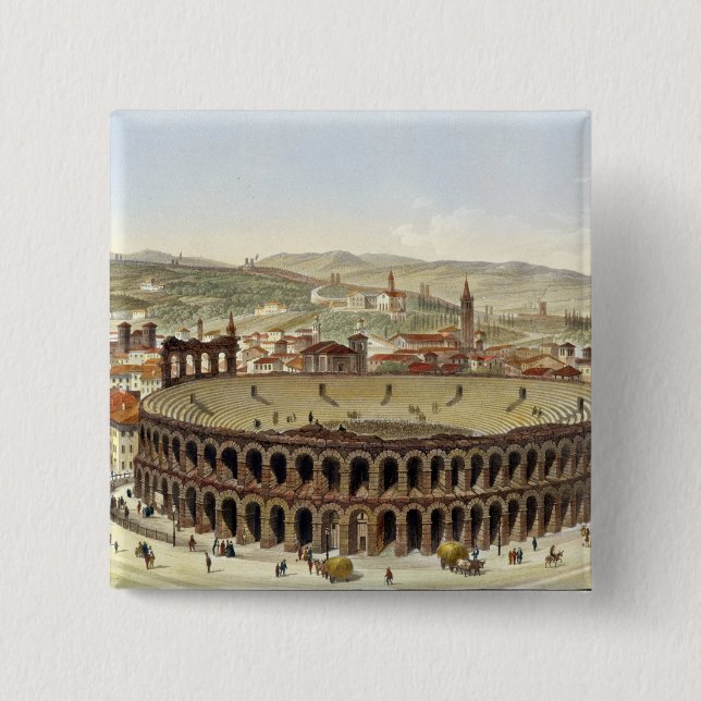 Ansicht des römischen Amphitheatre, Verona, Button (Vorderseite)