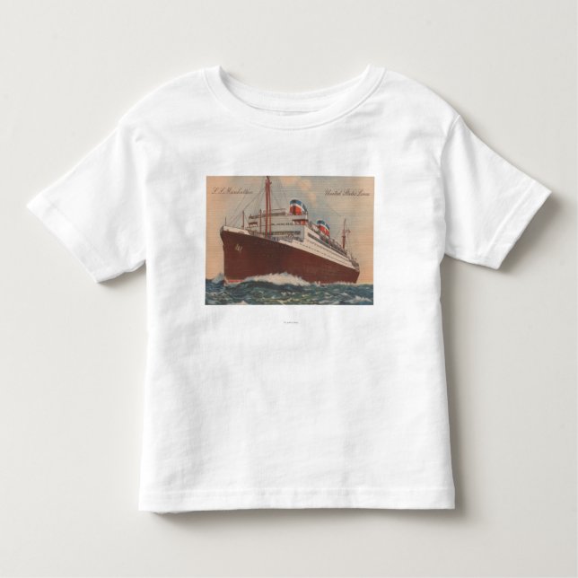 Ansicht des S.S. Manhattan Cunard Kreuzschiffs Kleinkind T-shirt (Vorderseite)