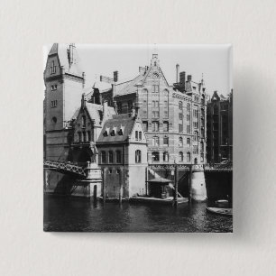 Ansicht des Speicherstadt Hamburg, c.1910 Button