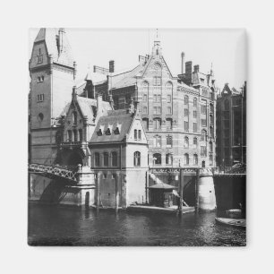 Ansicht des Speicherstadt Hamburg, c.1910 Magnet