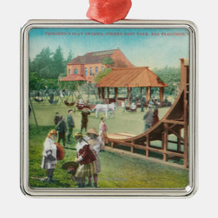 Ansicht des Spielplatzes der Kinder Silbernes Ornament