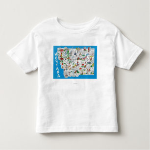 Ansicht des Staat mit Cartoons, landschaftliche Kleinkind T-shirt