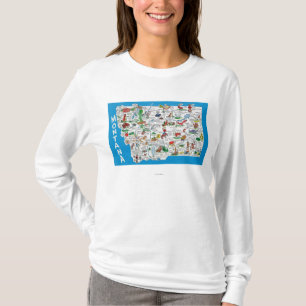 Ansicht des Staat mit Cartoons, landschaftliche T-Shirt