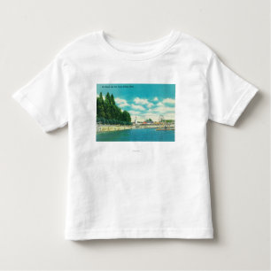 Ansicht des Stadt-Strandes und des Piers Kleinkind T-shirt