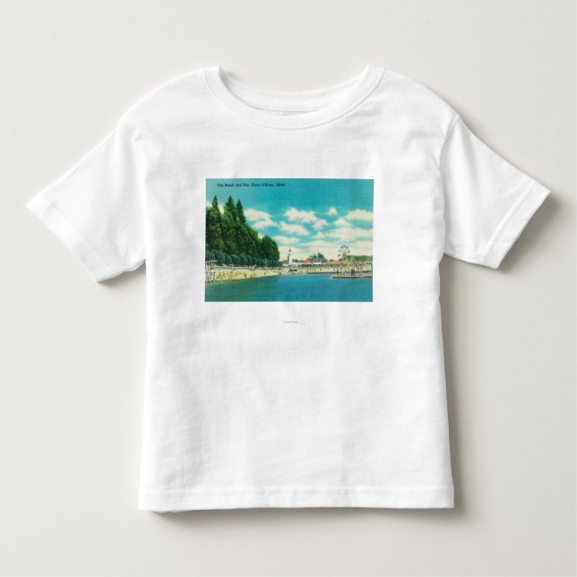 Ansicht des Stadt-Strandes und des Piers Kleinkind T-shirt (Vorderseite)