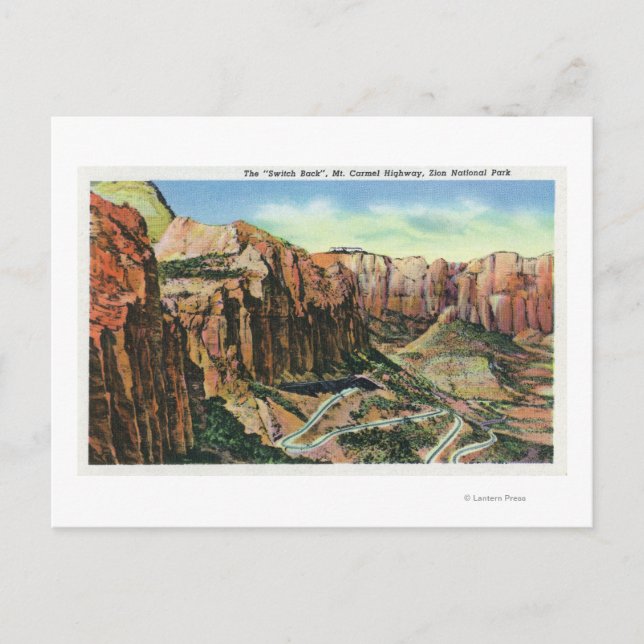 Ansicht des Switch Back, Mt. Carmel Highway Postkarte (Vorderseite)