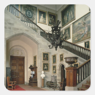 Ansicht des Treppenhauses Hall, 1812-15 Quadratischer Aufkleber
