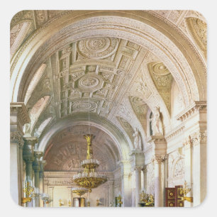 Ansicht des weißen Halls im Winter-Palast Quadratischer Aufkleber