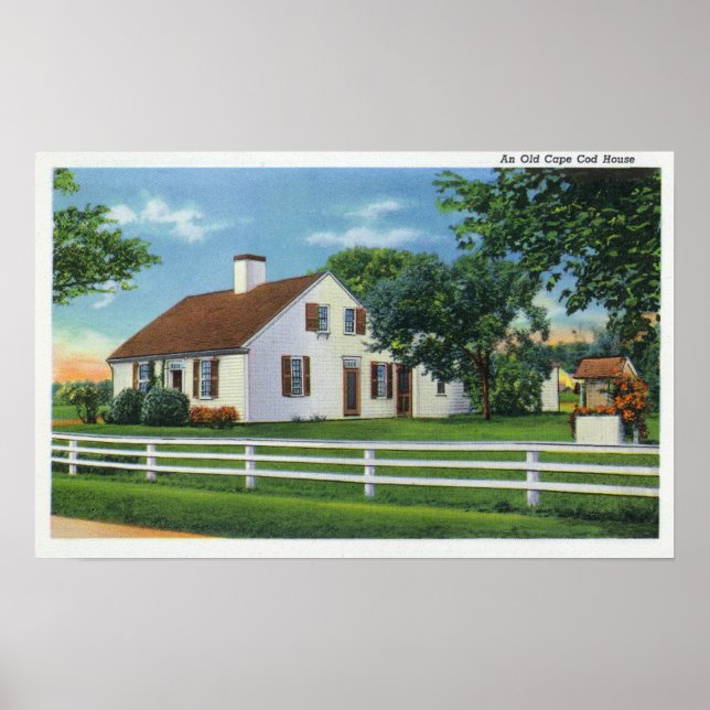 Ansicht einer alten Cape Cod-Zuhause Poster (Vorne)