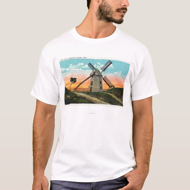 Ansicht einer alten Windmühle T-Shirt (Vorderseite)