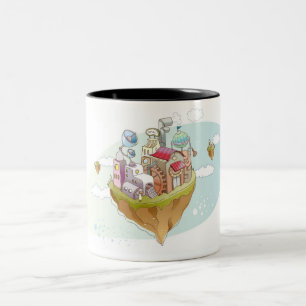 Ansicht einer bunten abstrakten Illustration Zweifarbige Tasse