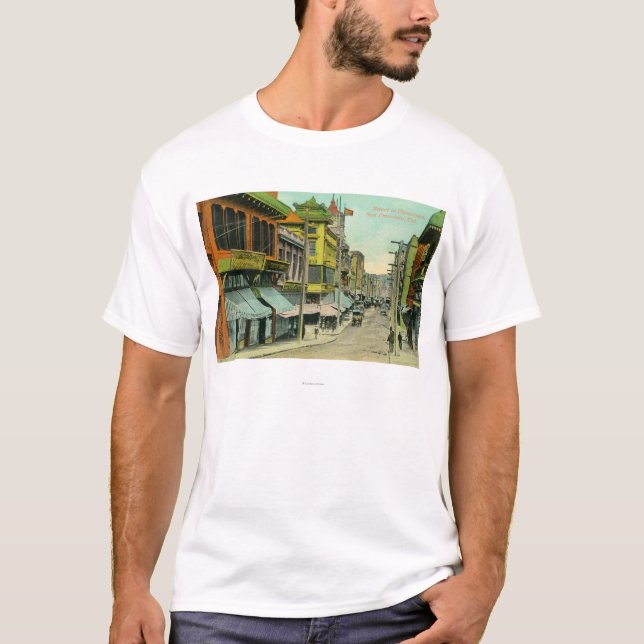 Ansicht einer Chinatown-Straße T-Shirt (Vorderseite)