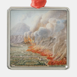 Ansicht einer Eruption vom Vesuv, die an anfing Silbernes Ornament