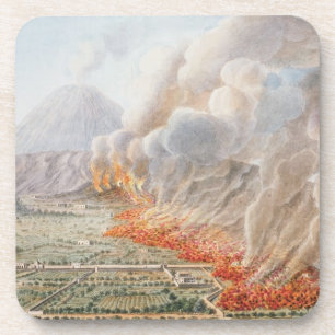 Ansicht einer Eruption vom Vesuv, die an anfing Untersetzer