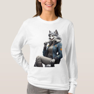 Ansicht einer furry anthropomorphischen grauen Hau T-Shirt
