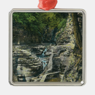 Ansicht einer Hängebrücke Silbernes Ornament