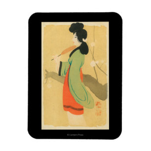Ansicht einer japanischen Frau in Paris, Frankreic Magnet