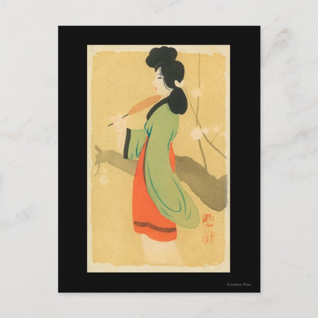 Ansicht einer japanischen Frau in Paris, Frankreic Postkarte (Vorderseite)