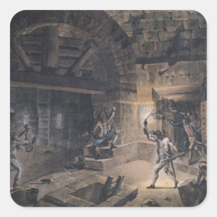 Ansicht einer Zelle in der Bastille Quadratischer Aufkleber