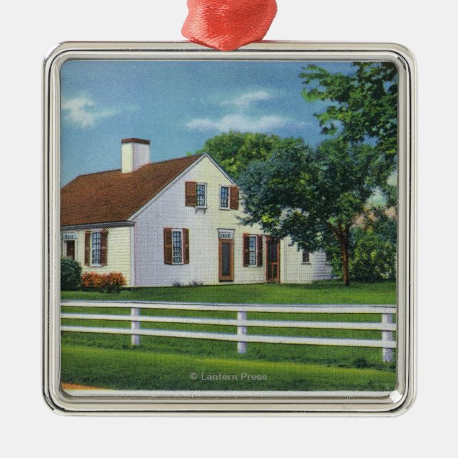Ansicht eines alten Cape- CodZuhause Ornament Aus Metall (Vorne)