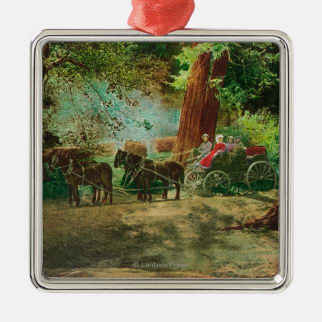 Ansicht eines Bühne-Zuges unter großen Bäumen Ornament Aus Metall (Vorne)