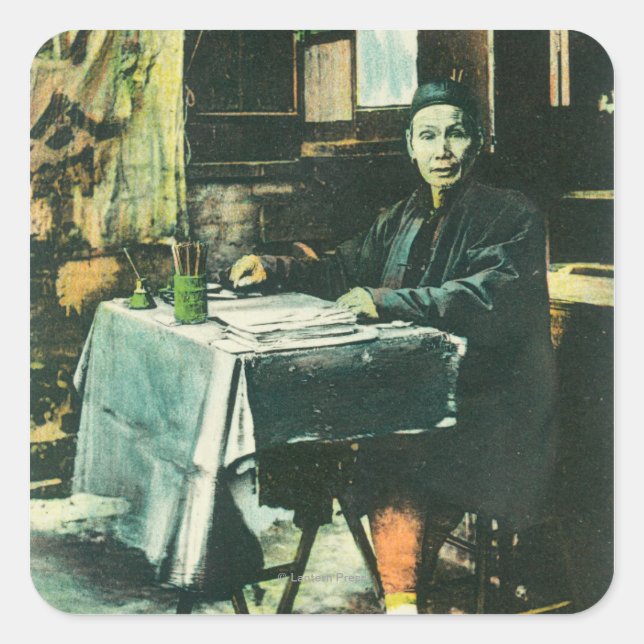 Ansicht eines chinesischen Fortune Tellers Quadratischer Aufkleber (Vorderseite)