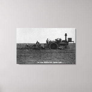 Ansicht eines großen Dampf-Pflugs Leinwanddruck