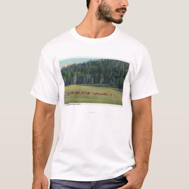 Ansicht eines Satzes weiden lassender Rotwild T-Shirt (Vorderseite)