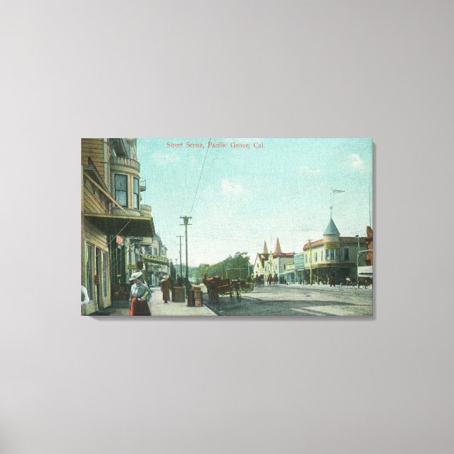 Ansicht eines Street ScenePacific Grove, CA Leinwanddruck (Vorderseite)