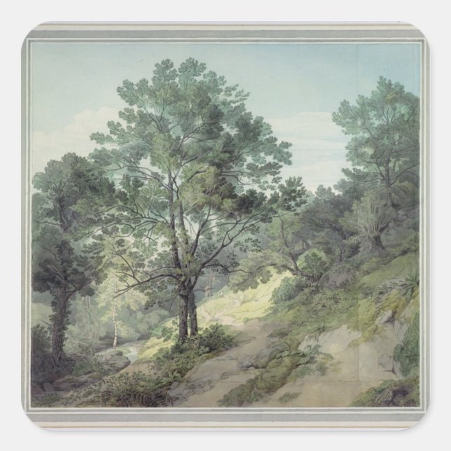 Ansicht in der Nähe von Kantonierung, Devon Quadratischer Aufkleber (Vorderseite)