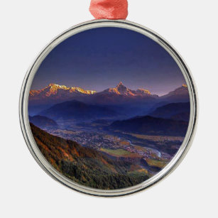 Ansicht-Landschaft: HIMALAJA POKHARA NEPAL Silbernes Ornament
