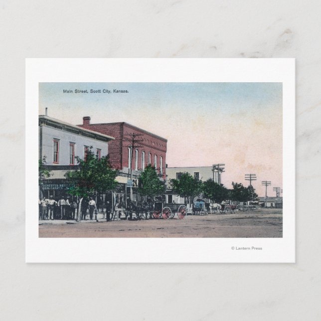 Ansicht Main StreetScott City, KS Postkarte (Vorderseite)