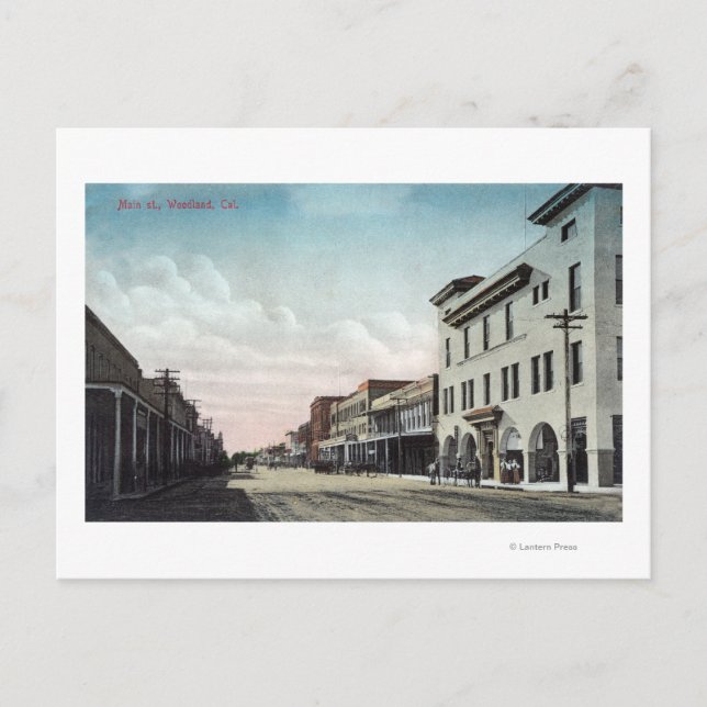 Ansicht Main StreetWoodland, CA Postkarte (Vorderseite)