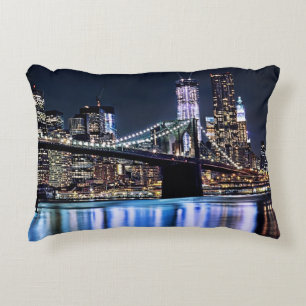 Ansicht New York der Brooklyn-Brückenreflexion Dekokissen