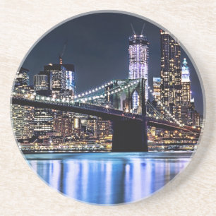 Ansicht New York der Brooklyn-Brückenreflexion Getränkeuntersetzer