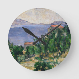 Ansicht Pauls Cezanne des Bergs Marseilleveyre Runde Wanduhr
