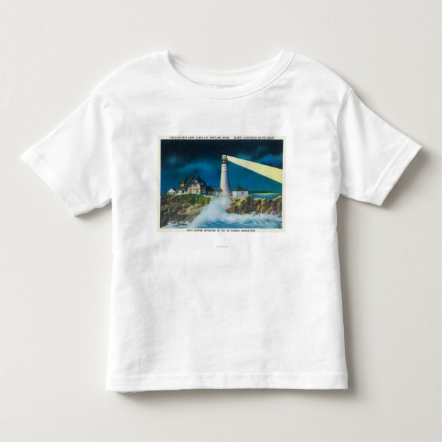 Ansicht Portlandhauptleuchtturmes auf Casco Bucht Kleinkind T-shirt (Vorderseite)
