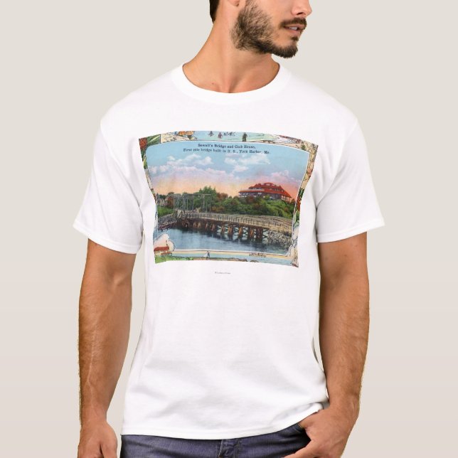 Ansicht Sewalls von Brücke und von Klubhaus T-Shirt (Vorderseite)