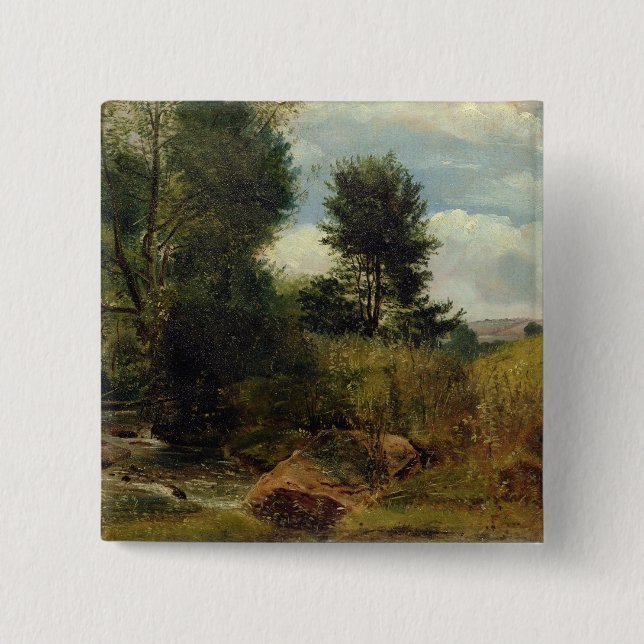 Ansicht über den Fluss SID, nahe Sidmouth, c.1852 Button (Vorderseite)