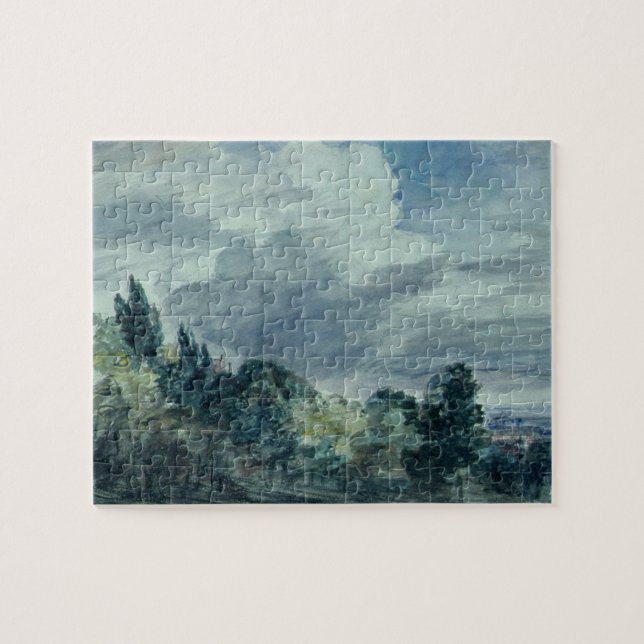 Ansicht über eine breite Landschaft, mit Bäumen im Puzzle (Horizontal)