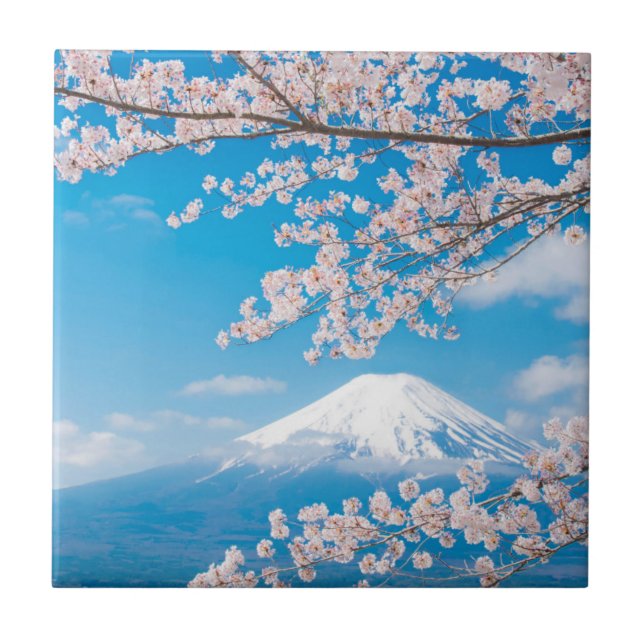 Ansicht vom Fujisan mit Kirschblüten Fliese (Vorderseite)