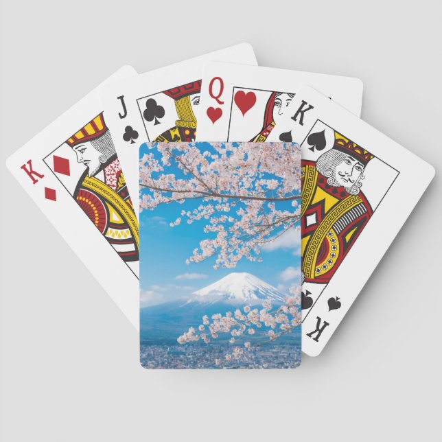 Ansicht vom Fujisan mit Kirschblüten Spielkarten (Rückseite)