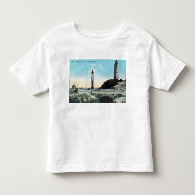 Ansicht von altem und neuem LighthouseCape Henry, Kleinkind T-shirt (Vorderseite)