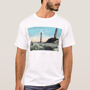 Ansicht von altem und neuem LighthouseCape Henry, T-Shirt