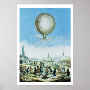 Ansicht von Annonay in Vivarais und im Erstflug O Poster