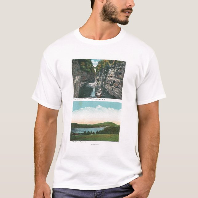 Ansicht von Ausable Abgrund und von Saranac See T-Shirt (Vorderseite)