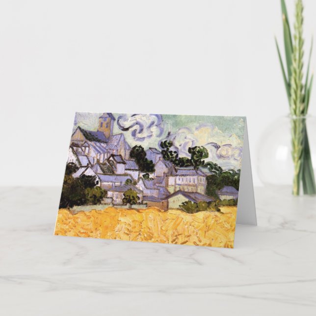 Ansicht von Auvers mit Kirche von Vincent van Gogh Karte (Vorderseite)